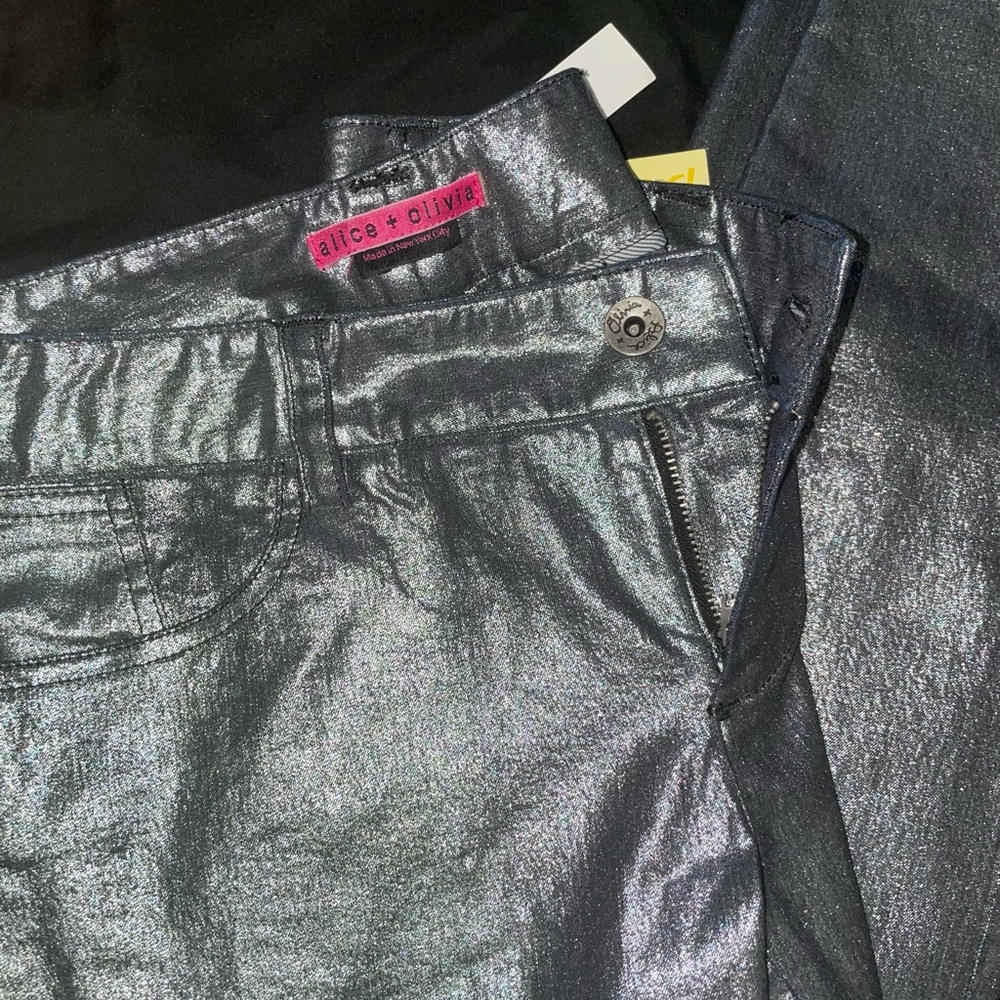 Alice & Olivia Metallic Jeans NWT